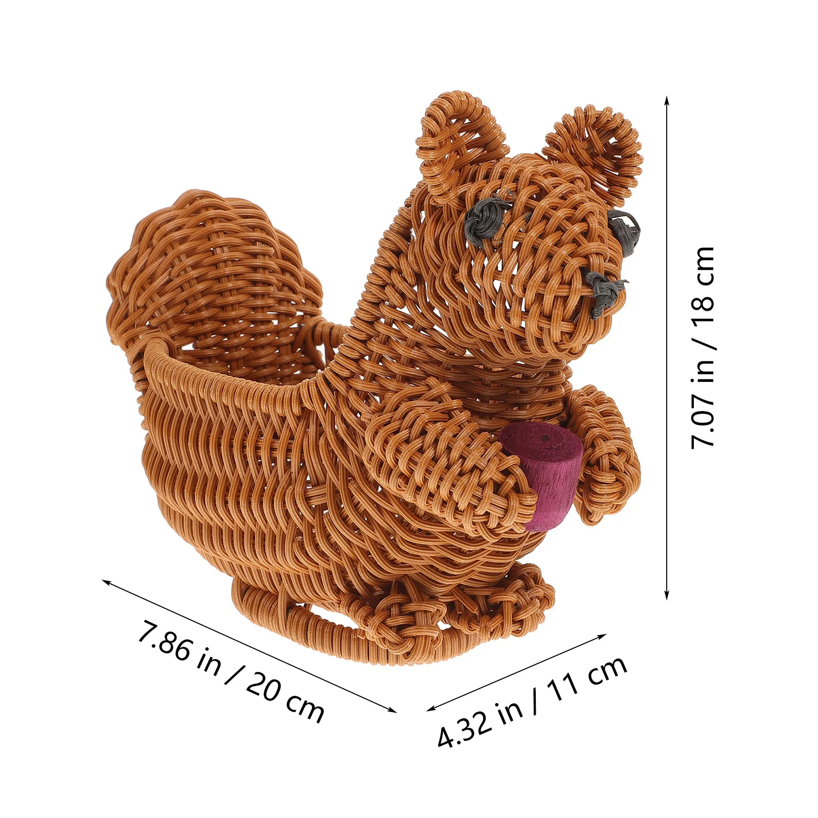 

Woven Squirrel Rattan Decoration Basket Squirell Animal Shaped Simulation Storage Baskets
