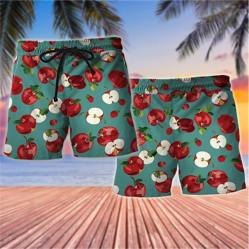 신선한 과일 3D 인쇄 해변 반바지 여름 캐주얼 휴가 휴가 남성 여성 짧은 바지 느슨한 통기성 빠른 건조 수영 트렁크