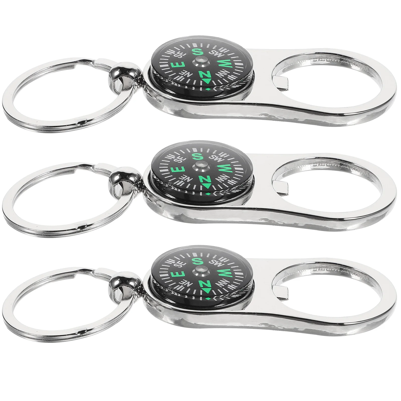 

3pcs Compass Ring Alloy Key Pendant Decorative Key Hanging For Bags Wallets Suitcase Lightweight Durable Novelty
