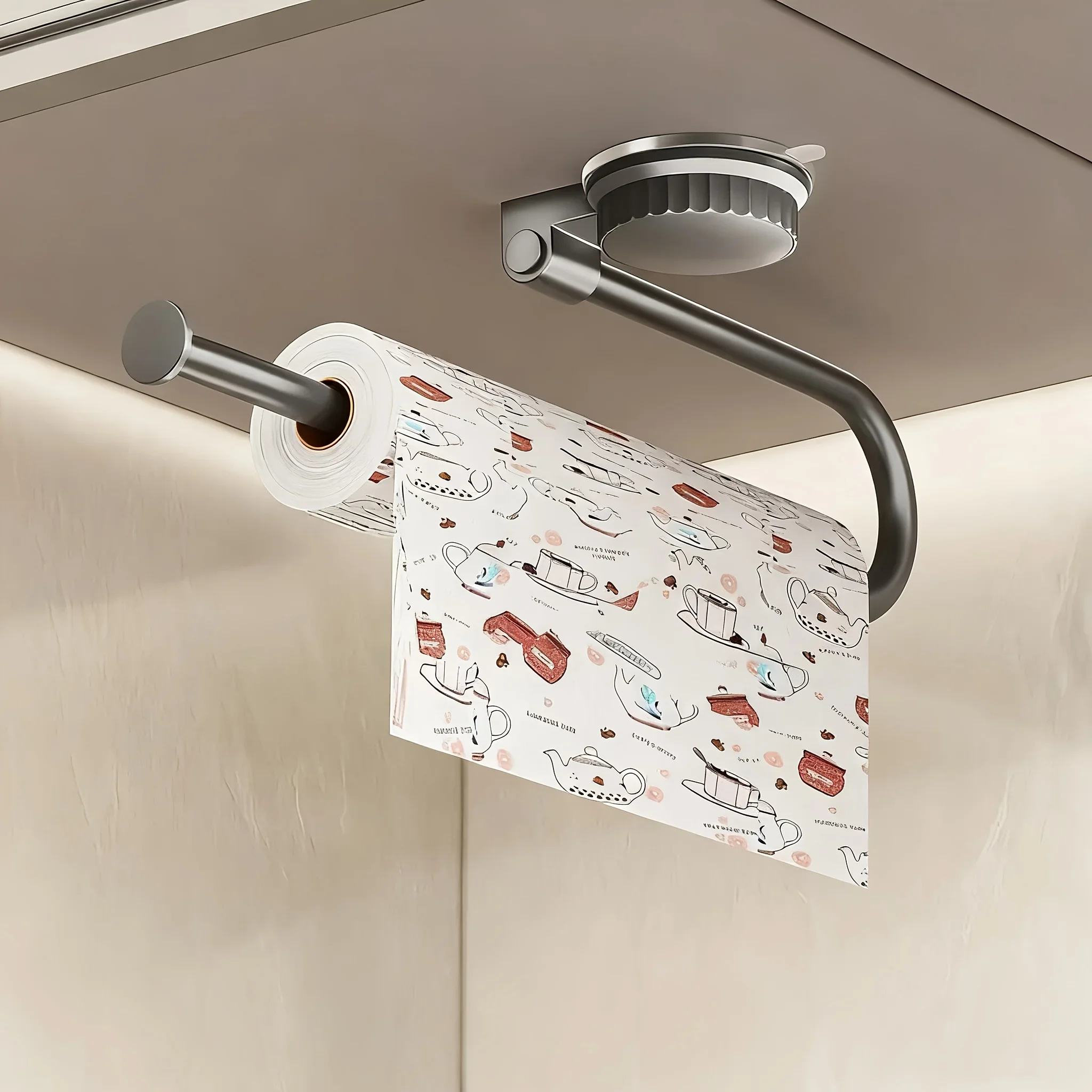 

1pc Multifunctional Rotating Suction Cup Tissue Holder - No-Drill Wall-Mounted Aluminum Roll Dispenser, Suitable for Towels