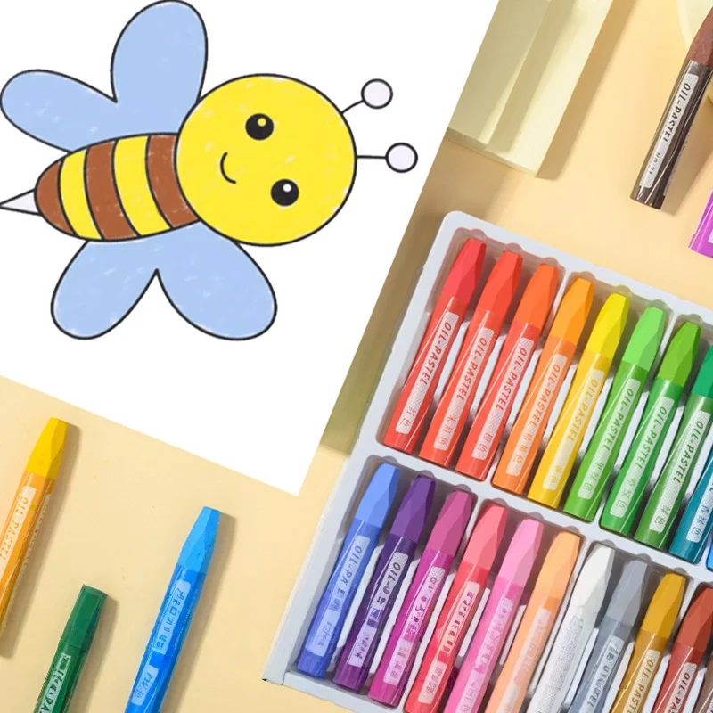 12/18/24/36pcs Hexagonal Oil Painting Stick Children's Drawing Pen Art Institution Heavy Color Stick Oil Crayon DIY Graffiti