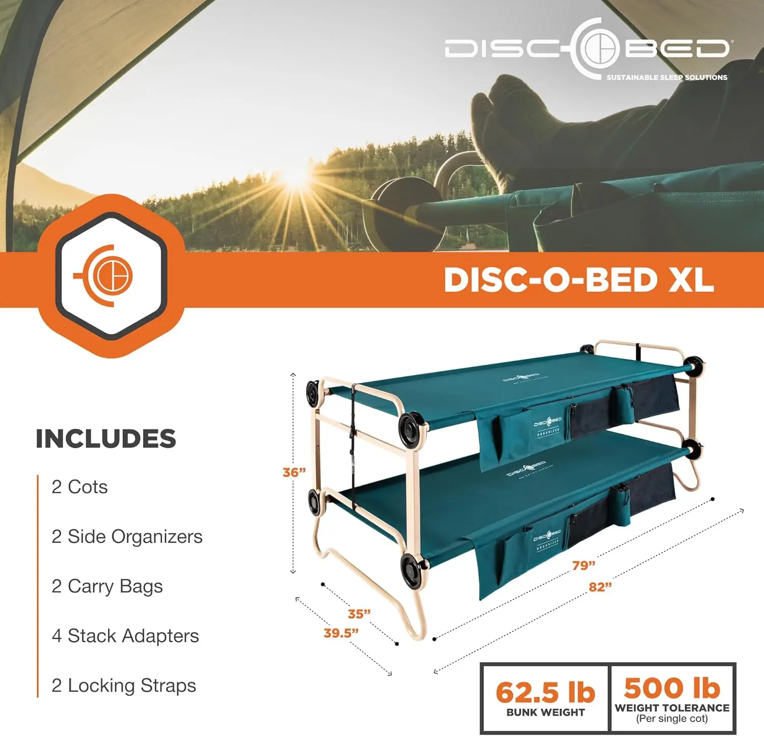 Disc-O-lit extra large, avec 2 organisateurs latéraux, vert