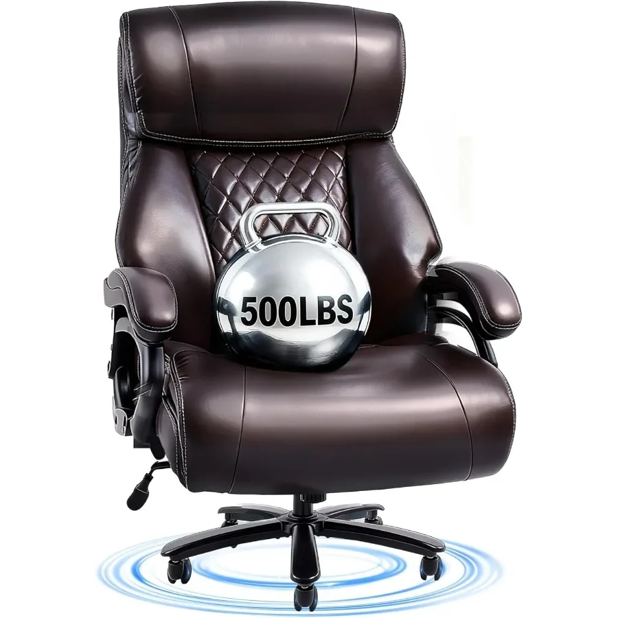 500lbs Big and Tall Office Chair for Heavy People, Brown, OS3