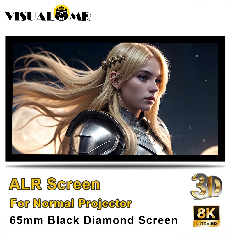 

2024 New Black Diamond ALR Projector Screen 6.5cm Border Fixed Frame Ambient Light Rejecting 60-250inch CLR 4K 8K 3D Projection