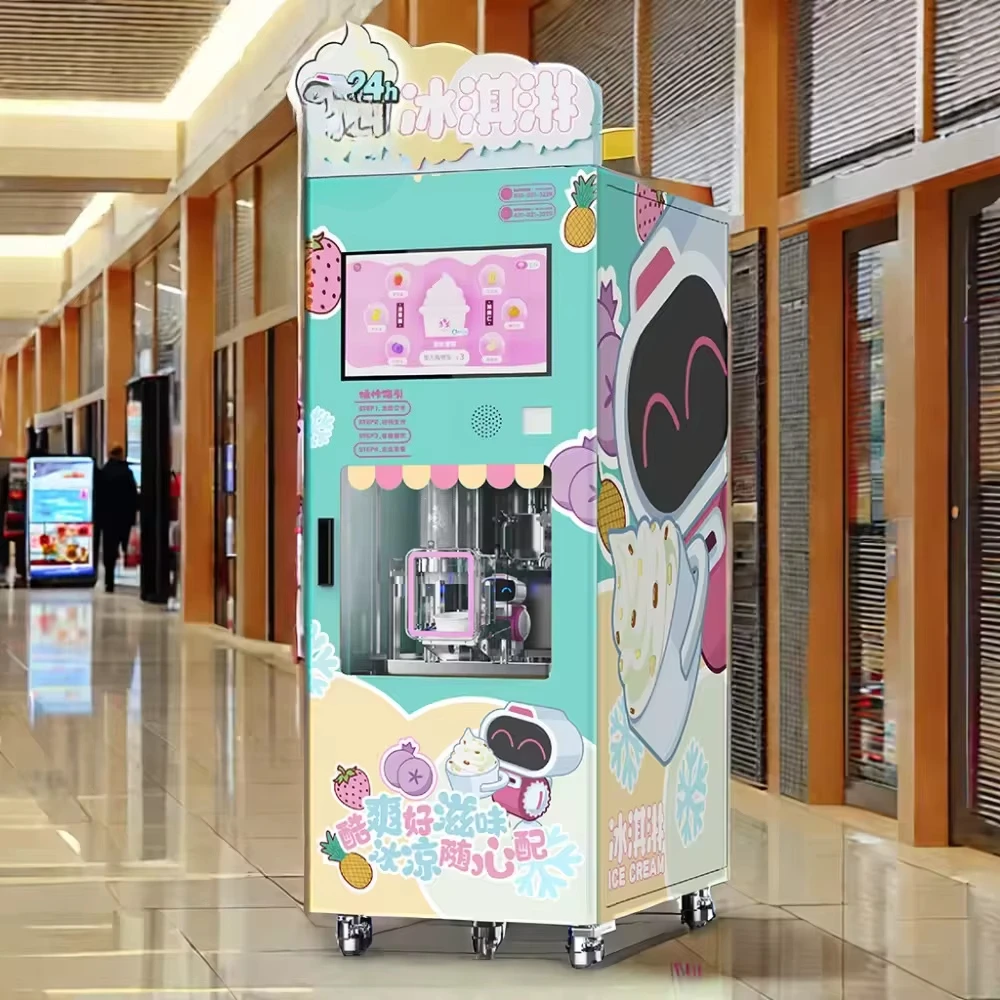 Coin Operated Ice Cream Vending Machine Built-in Coin Changer Change Return Function Amusement Park Unmanned Vending Equipment