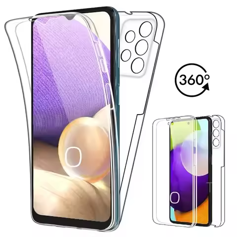 360 Double Clear PC+Silicone Case For Samsung Galaxy A15 A05 A05S A25 A52S A55 M23 M12 A14 A04S A35 A34 A54 A53 A12 A13 A22 A32