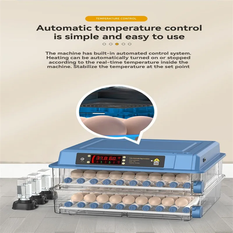 Fully Automatic Hatching Machine 36-64 Capacity Egg Incubator 110V/220V Chick Roller Automatic Temperature Humidity Control