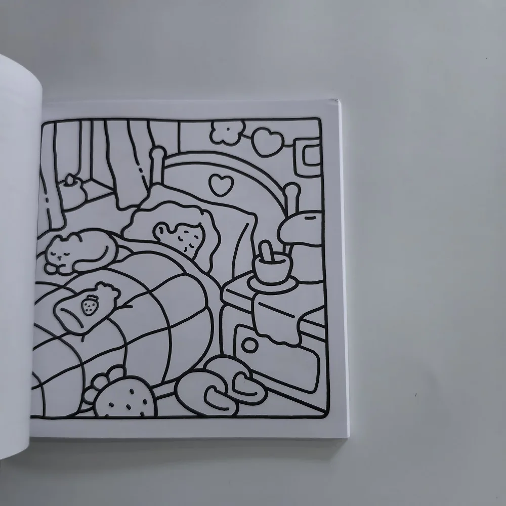 كتاب تلوين لطيف وسهل الرسوم التوضيحية للعناية الذاتية - رسم مثالي لتخفيف التوتر هدية عيد الميلاد أو عيد الميلاد