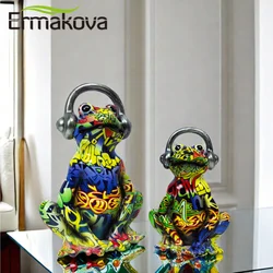 ERMAKOVA Nordic Painting Graffiti Frog Sculpture Figurine Art Froglet Statue Creative Resin Crafts Office Study Home Decoration