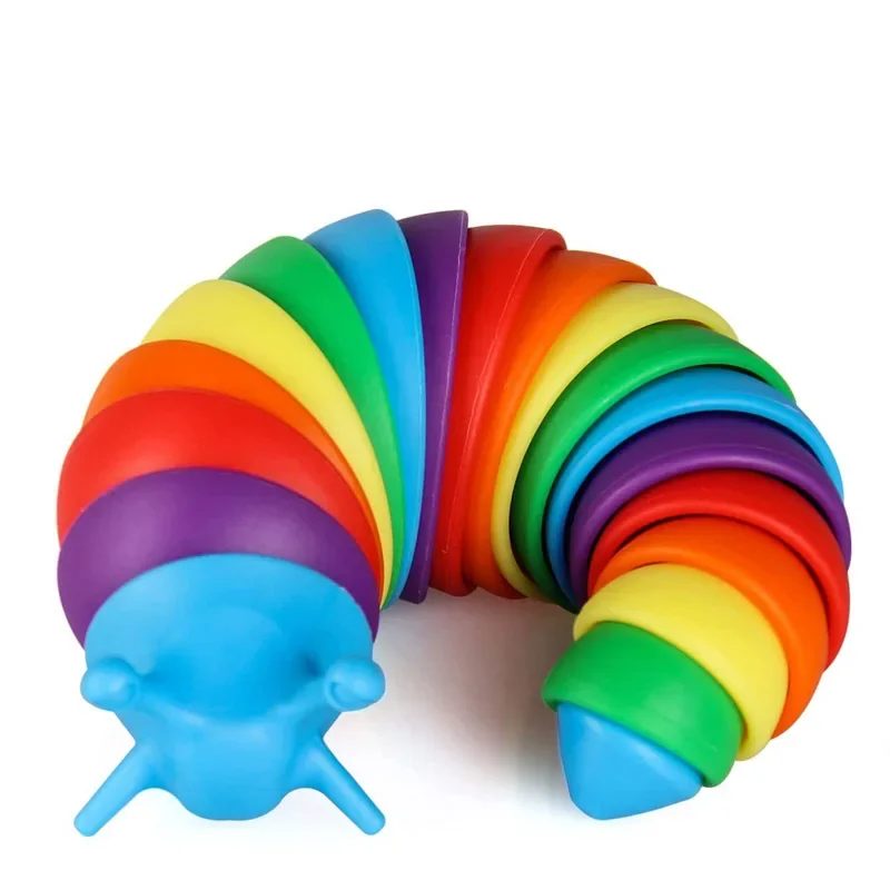 Colorful Slug Snail Toy Articulated Flexible 3D Slug Fidget Toy All Ages Relief Anti-Anxiety Sensory Toys for Children