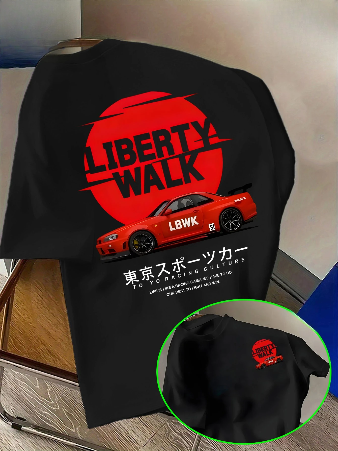 2026 Summer Men's Short-sleeved T-shirt for LIBERTY WALK Modified Sports Car Trend Print Breathable and Fashion Unique Style