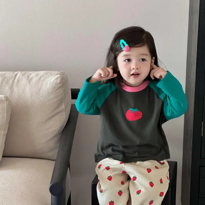 

Infant Toddler Cotton Pullover Kids Girls Casual Patchwork Sweatshirt 2025 Autumn New Baby Long Sleeve Sweatshirt Cartoon Print