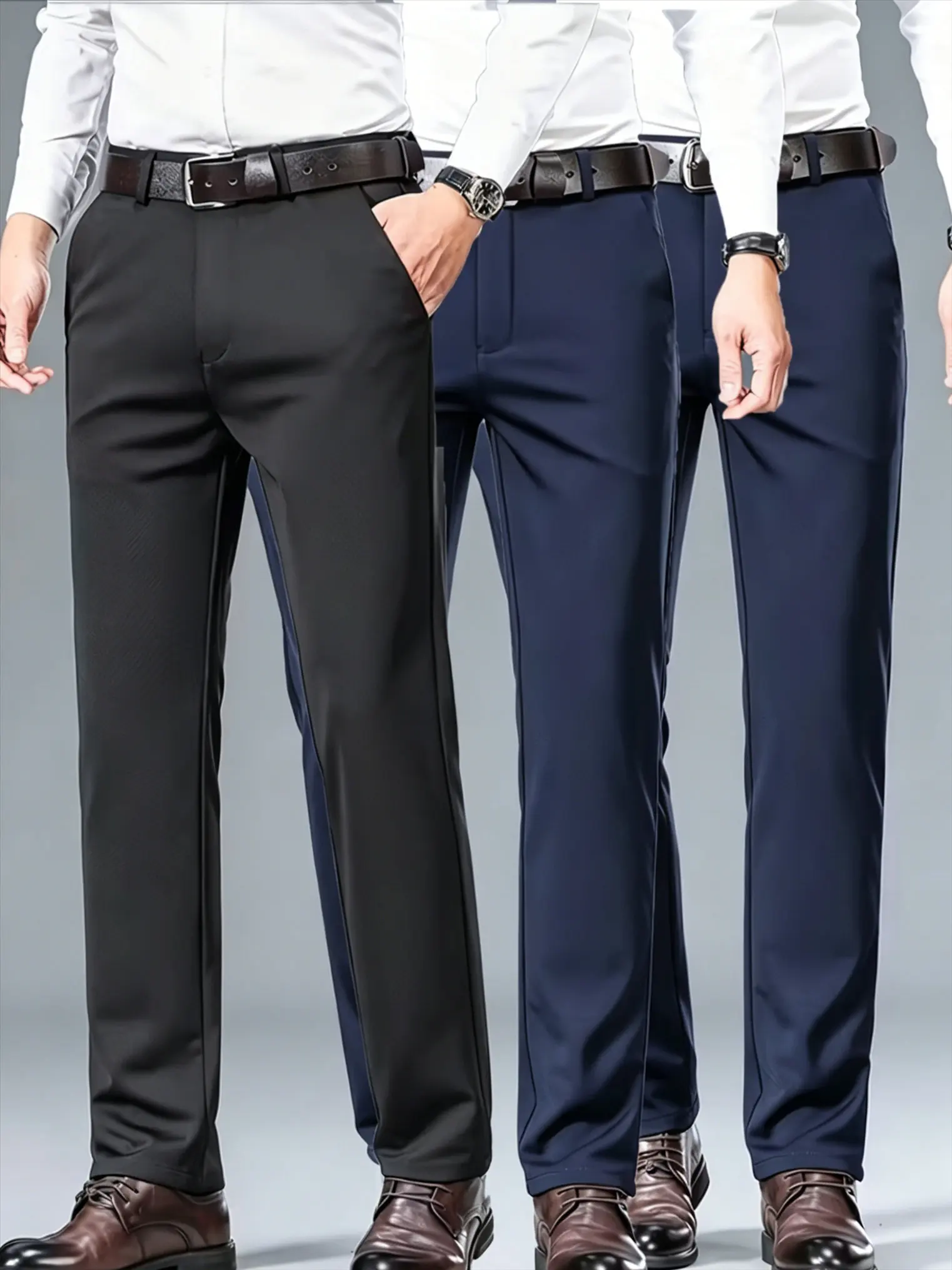 3-Pack Men's Straight-Leg Casual Pants Versatile Everyday Wear for All Occasions Comfortable Fit Fashionable Basic Trousers