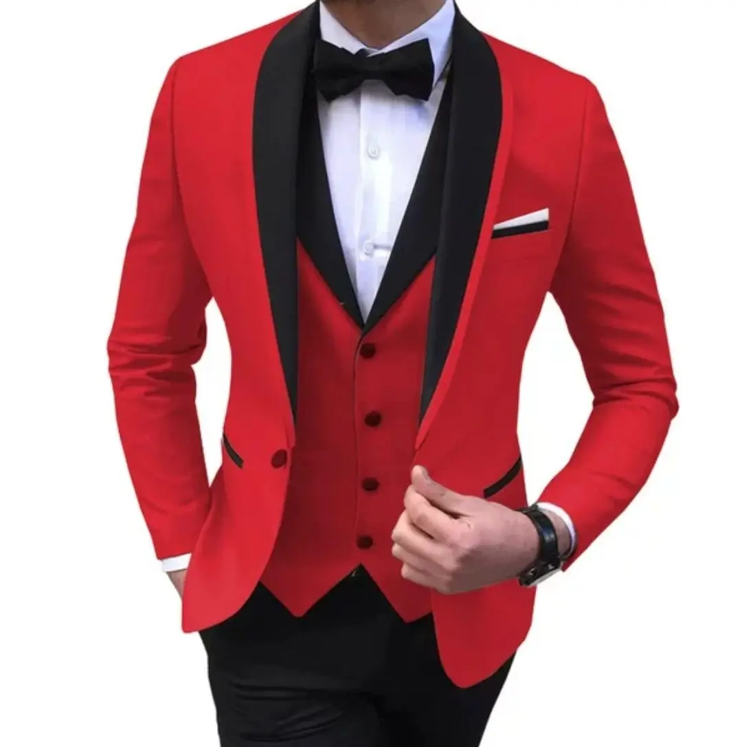 

Beige men's suit three piece jacket, trousers and vest customized slim men's Suit Wedding bridegroom best man's suit suit