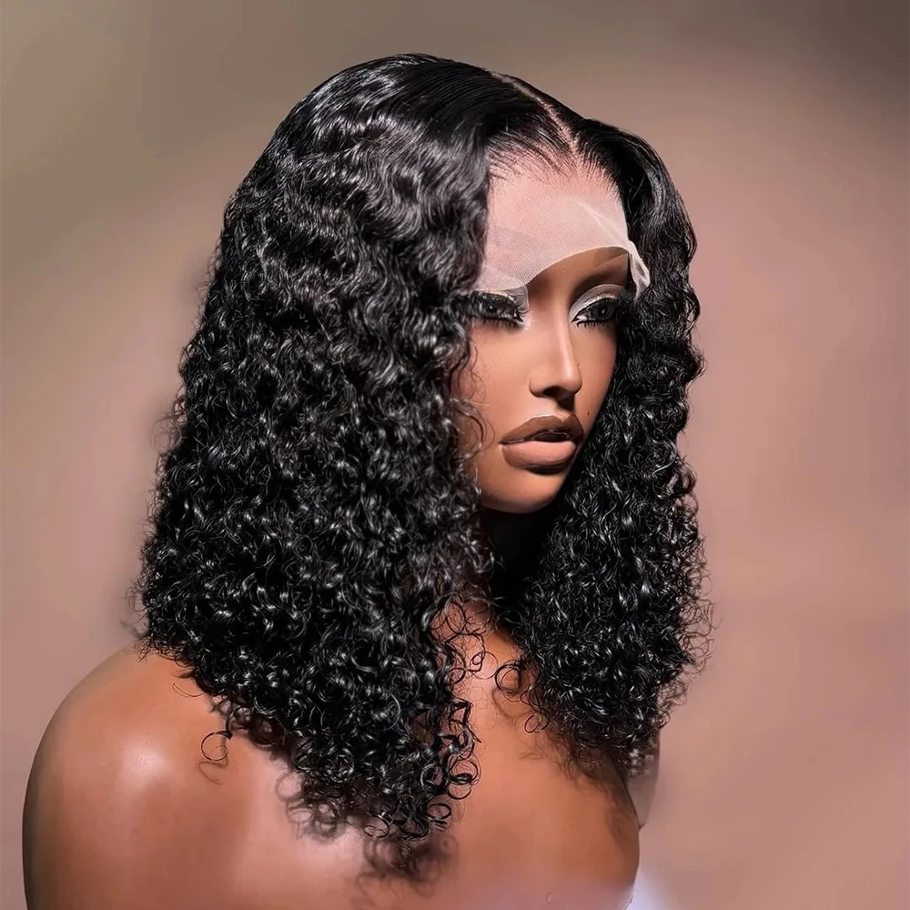 Короткие кудрявые вьющиеся волосы, бесклеевые парики, 100% человеческие волосы, 13 × 4/13 × 6 HD, прозрачный кружевной фронтальный парик, 8-14 дюймов, плотность 250/350 для женщин
