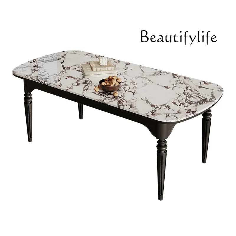 

French Marble Dining-Table Home Designer Solid Wood Dining Tables and Chairs Set Living Room Furniture