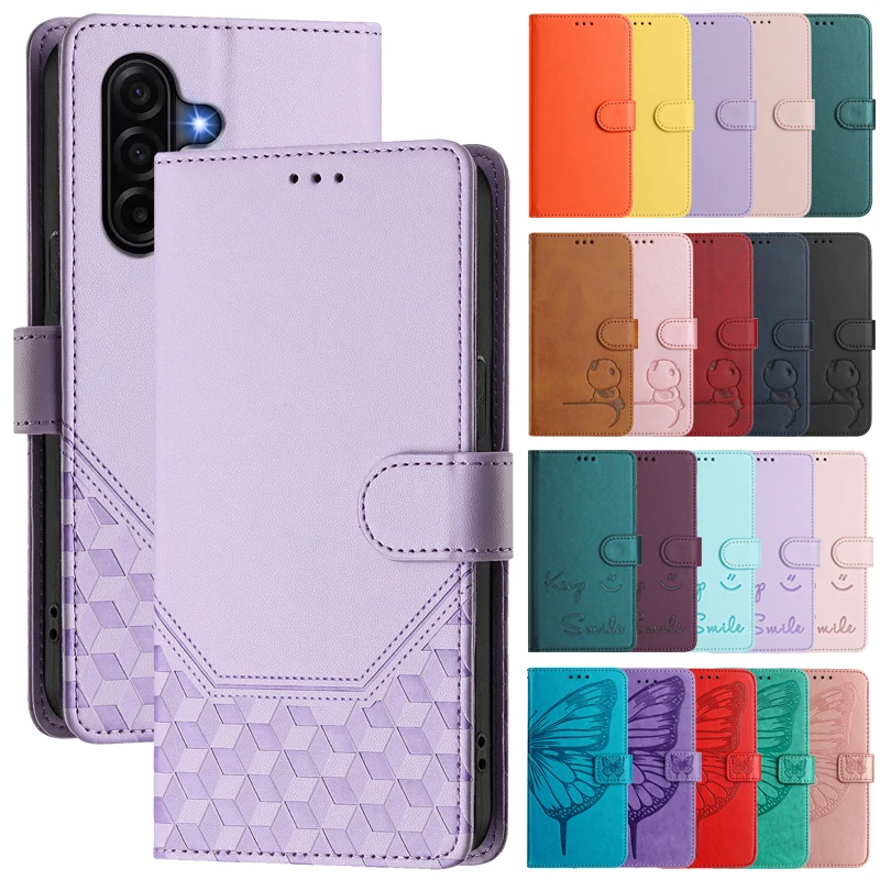 Capa Flip Etui para Samsung Galaxy A37 A57, Capa de Couro Clássica com Embossagem para Samsung A 37 57 5G, Capa de Telefone SM-A376 A576