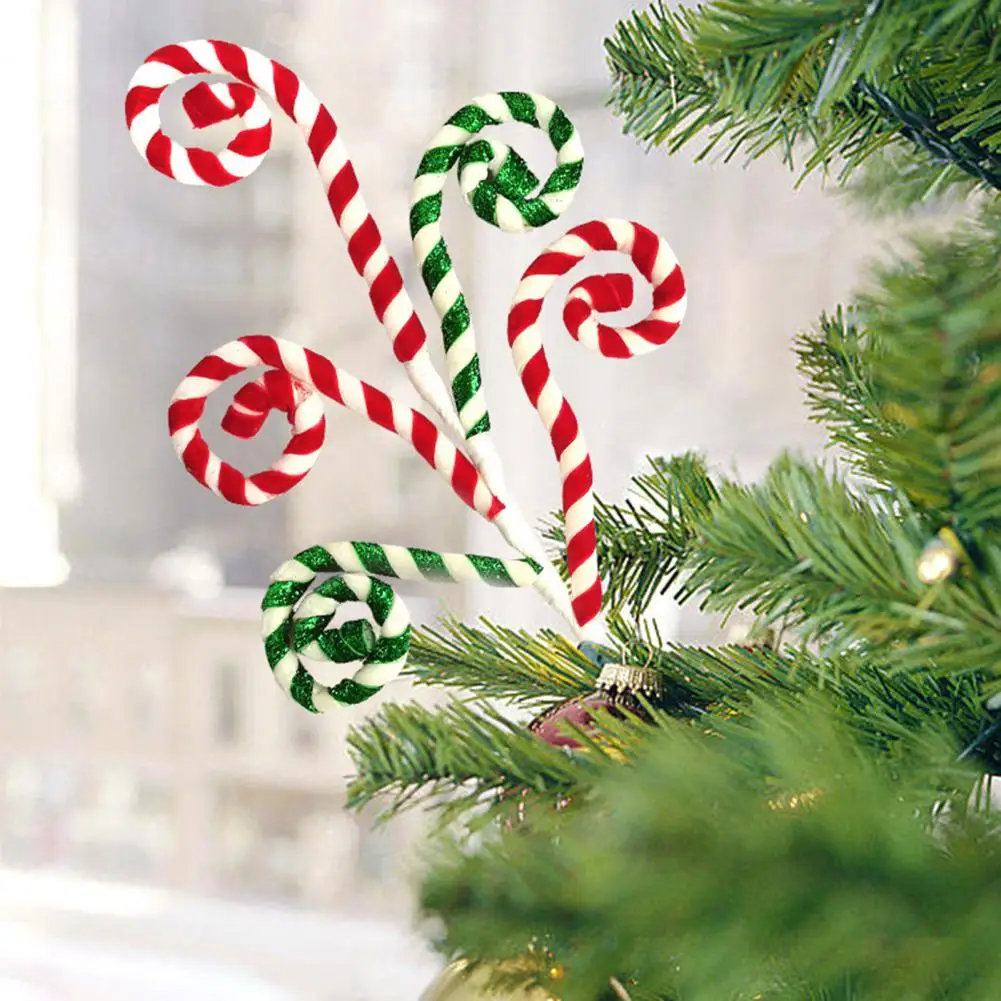 Christmas Garlands Festive Candy Cane Picks for Christmas Tree Ornaments Wreaths Crafts Curly Christmas Candy Picks for Banquets