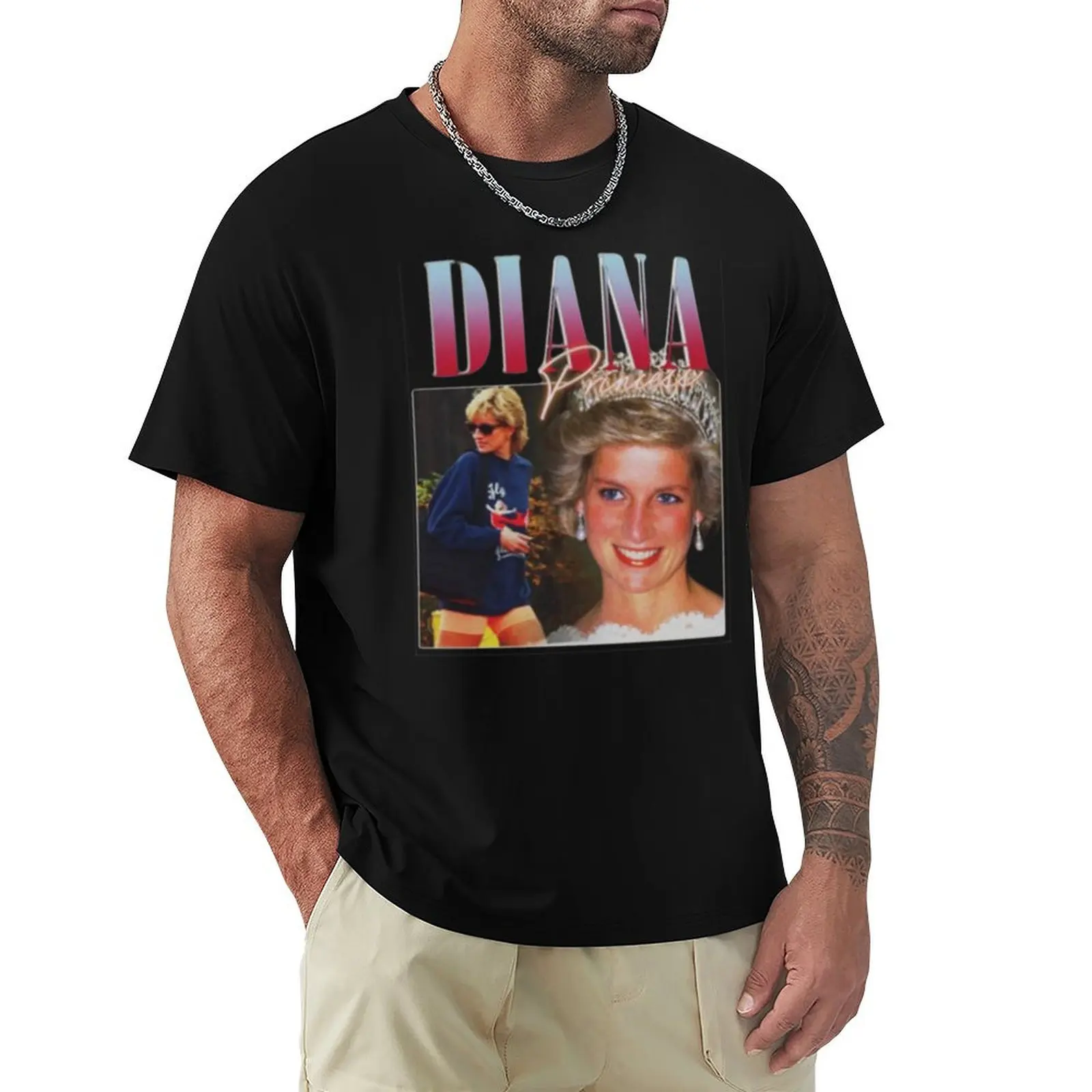 

PRINCESS DIANA Rap Hip Hop Princess Diana 90s Retro Vintage T-Shirt Daily Wear Plain Short Sleeve Shirt