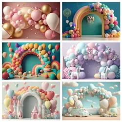 Girl Boy  Birthday Party Balloon Backdrop Arched Door Colorful Balloon Newborn Baby Shower Cake Smash Photographic Background