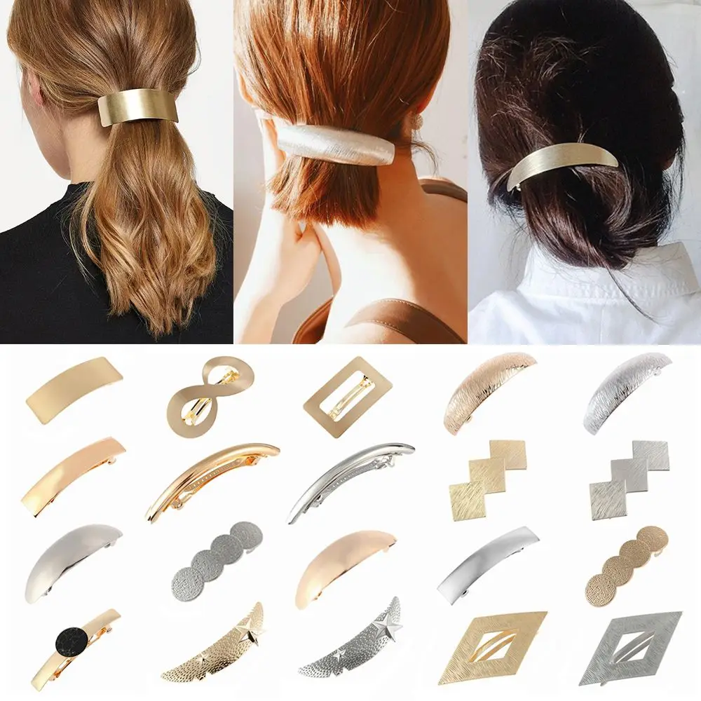 Titular de rabo de cavalo metálico para mulheres presilhas de cabelo, cavalinha Headwear grampos de cabelo Girls Hairpins Acessórios de moda