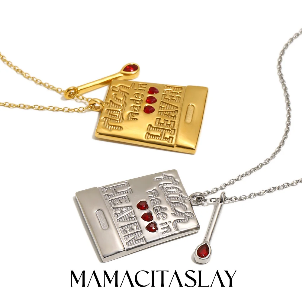 MamacitaSlay 316L Edelstahl Matchbox Paar-Halsketten-Set 18K Vergoldet Wasserdichter Halsschmuck für 2026 Party Streetwear