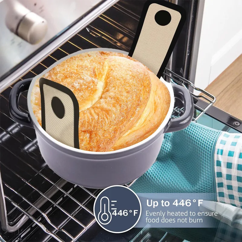 Silicone Bread Sling Dutch Oven Liners Sourdough Baking Supplies Reusable Non-Stick Bread Mat Cast Iron Sheet Extra Long Handles