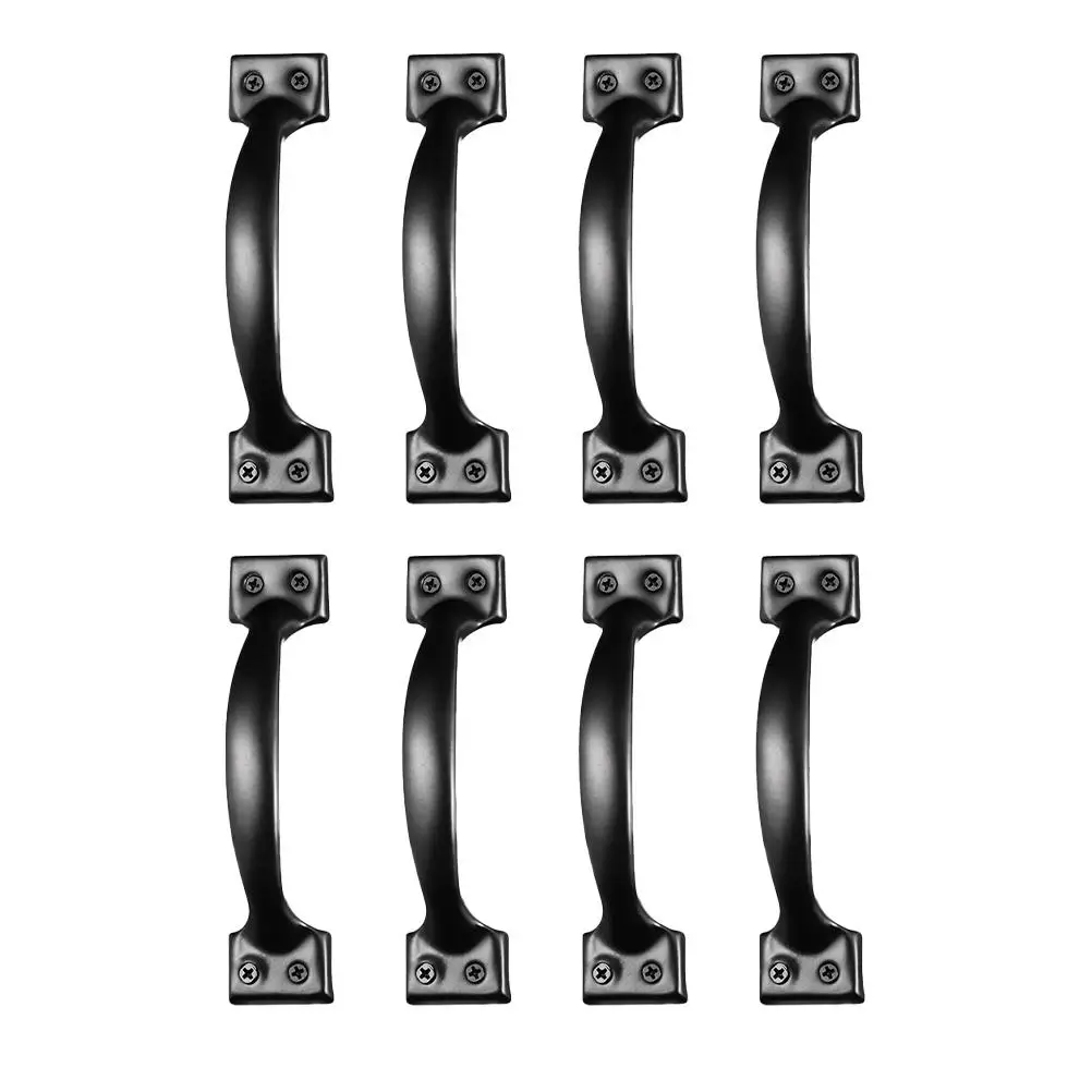 

8pcs Black Door H les Cupboard Pulls Iron Smooth Surface Vintage Cabinet Hardware Gate H les Outdoor Anti Rust