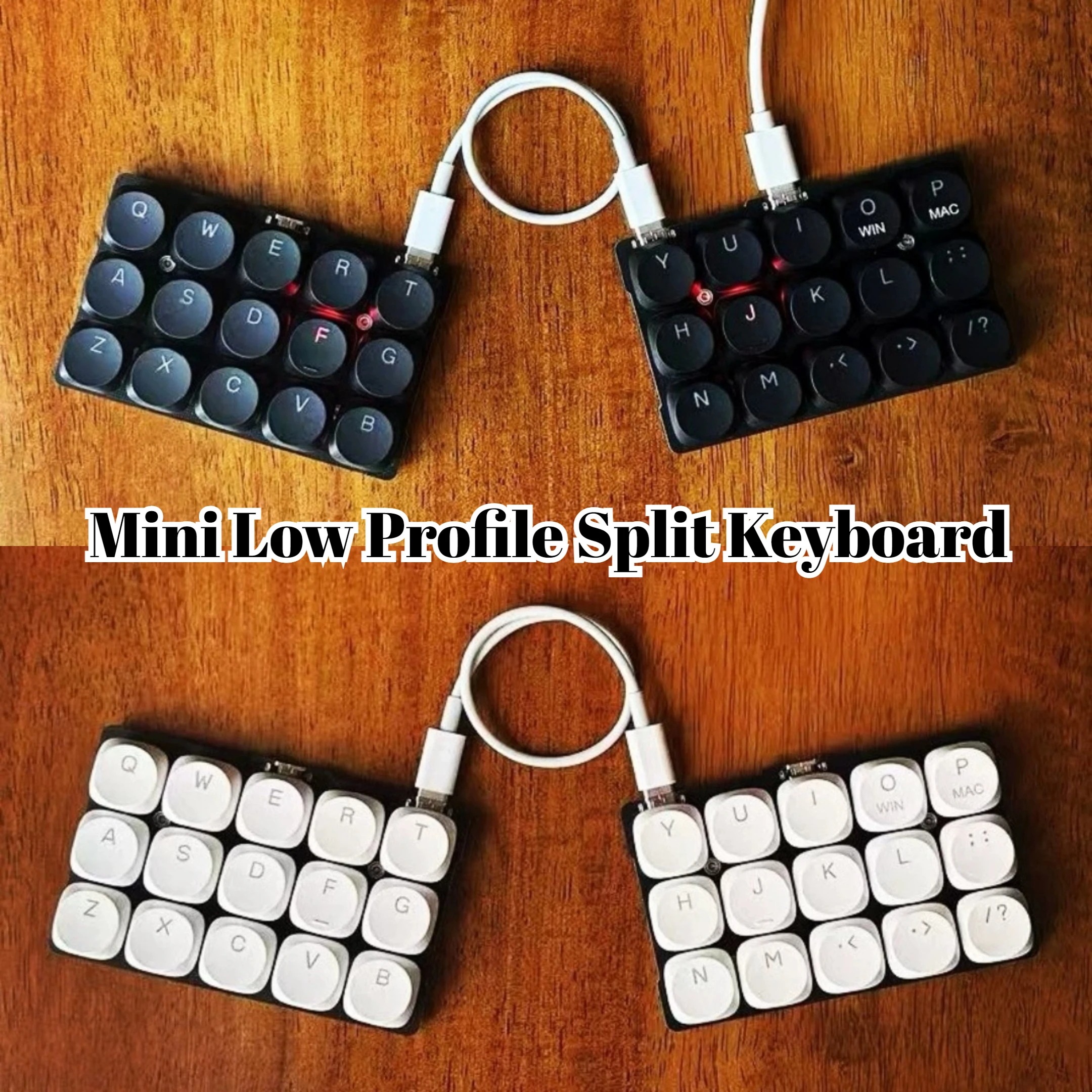 Mini Low Profile Split Keyboard Wired Single Mode Split Mechanical Keyboard FR4 Aluminum Soldered Switch VIAL Keymap 9 Layers