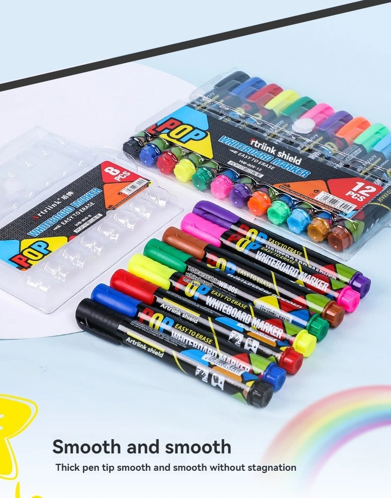 Marqueurs pour Tableaux Blancs par SmartPanda – Double Pointe, Médium et Fine – Effaçable à sec, Parfait pour une Utilisation à la Maison, au Bureau ou à l' École – Pochette de