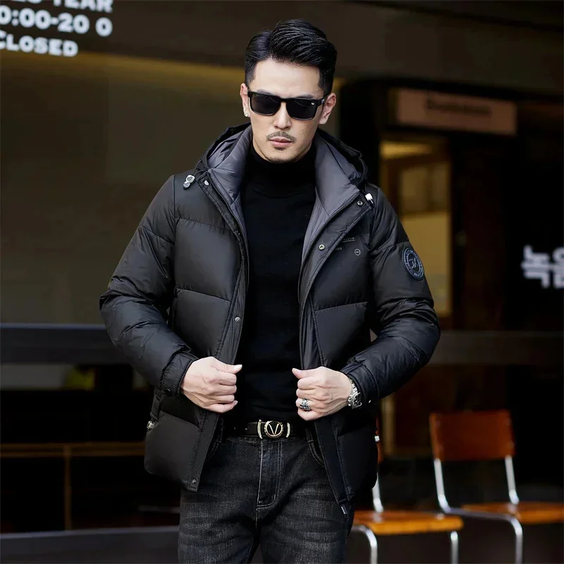 

COZOK Clothing Thickened Duck Down Men's Winter Jacket Medium and Long Lightweight Detachable Hat Warm Coat Casual Jack