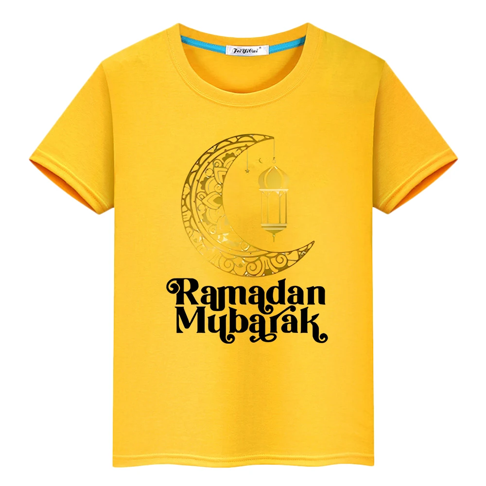 Happy Ramadan Mubarak Kids With Moon Clothe Print T-Shirt Boys Anime Tees y2k clothes Ramadan Kareem Muslim Tops Festive Outfit