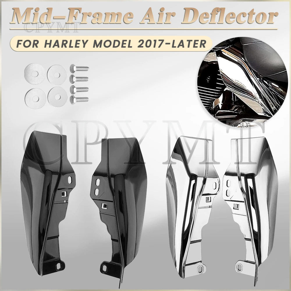 2017-Later Black Chrome Mid-Frame Heat Shield Air Deflector Trim Fit For Harley Touring Street Electra Glide Road King FLHR FLHX