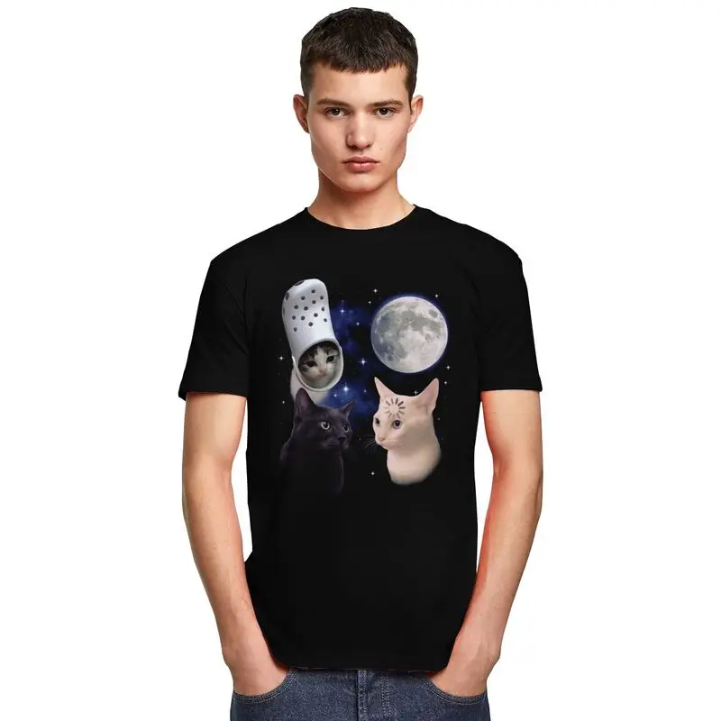 Weird Space Cats Divertente Luna T Shirt Uomo Donna Maniche corte Moda Abbigliamento casual Stile estivo 100% cotone Tee Tops