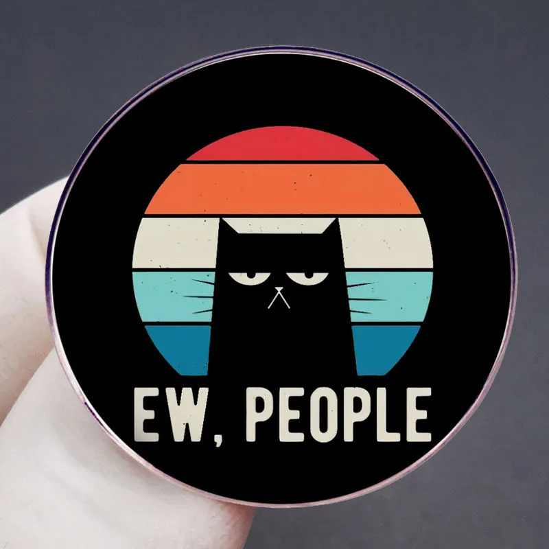 Black Cat Man Satirizing Brooches Cartoons Mocking Pins Metal Alloy Badges For Clothing Decorations Accessories Pins
