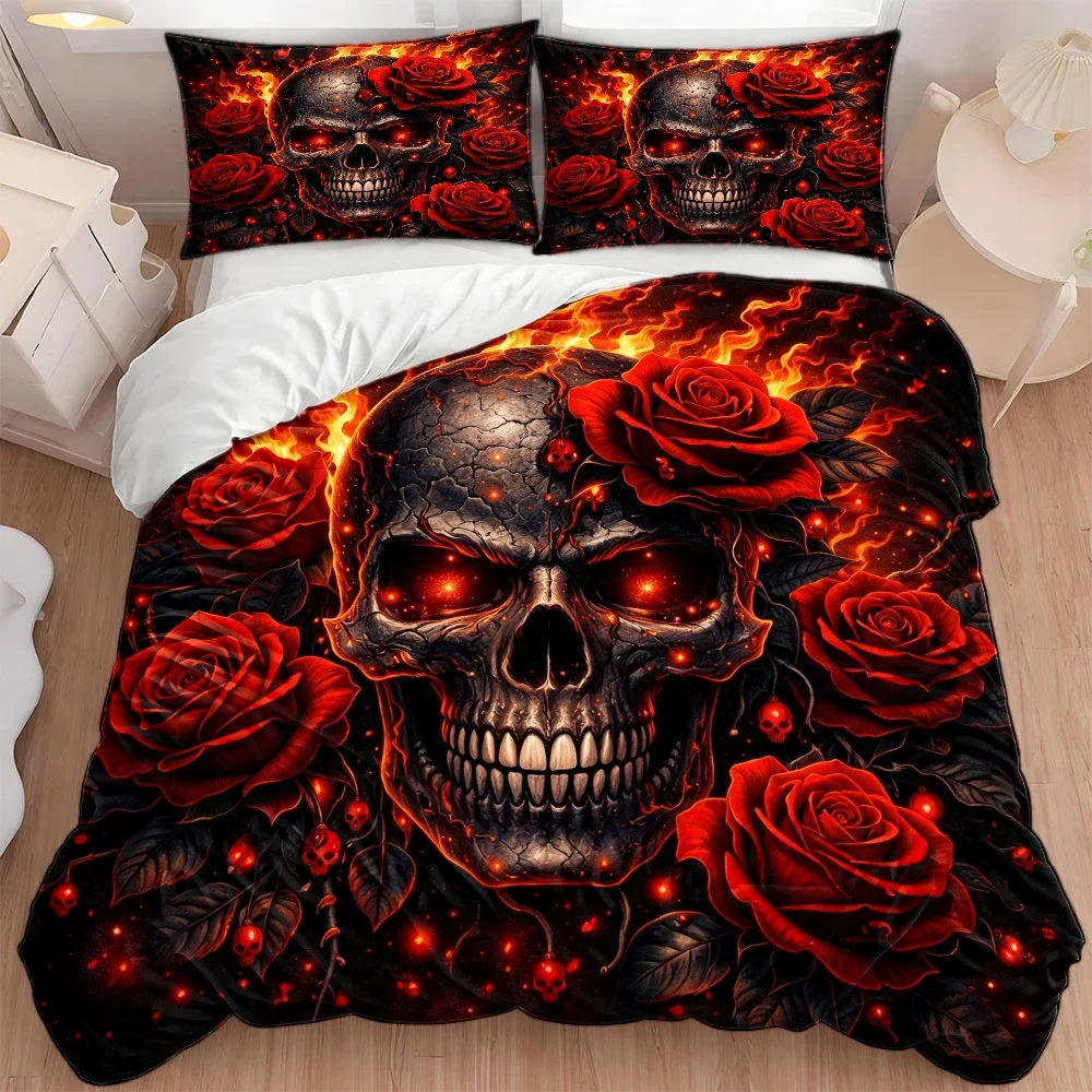 3Pc Couple's King and Queen Themed Duvet Cover Set (1*Duvet Cover + 2*Pillowcases), Three-Piece Bedding Set Suitable for All Seasons, Machine Washable, Invisible Zipper Double Bed Cover, Suitable for Home, Dormitory, Master Bedroom, Guest Room, Large Duvet Cover Bedding Set, Creative K&Q Letter Print Bedding Set, Skin-Friendly and Comfortable Bedding Set, Three-Piece Set with 2D Flat Print