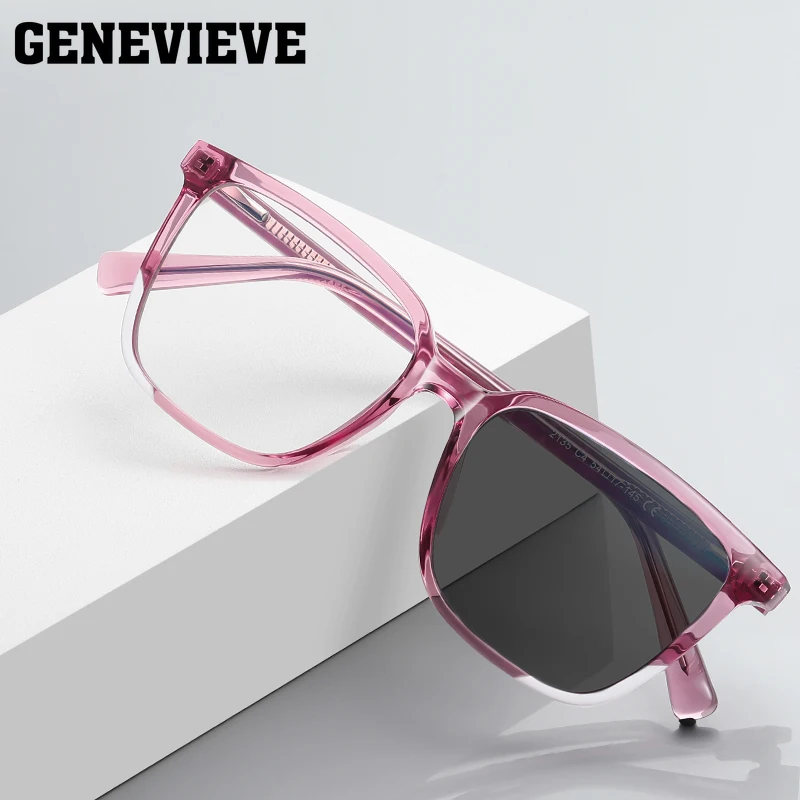 

GENEVIEVE New Design Simple Square Large Frame Women's Glasses Anti-blue Light Glasses Customizable Prescription Photochromic