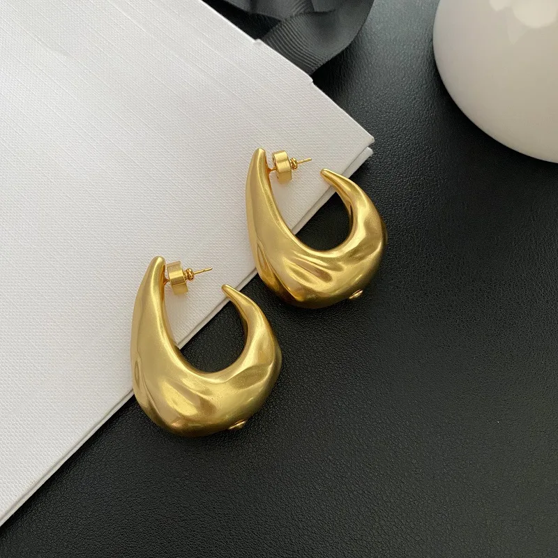 New Special OfferEuropean and American Old Frosted Gold-Plated Geometric Non-Specification Design Earrings Retro Personalized Ea