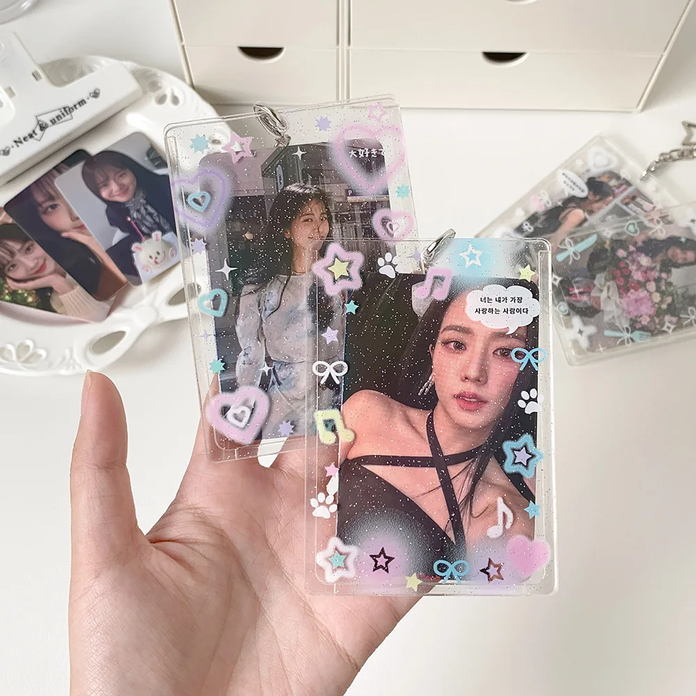 K-pop Fashion Transparent Acrylic Star 3-Inch Photo Card Holder Cute Girl Idol Photo Organizer Card bag Decoration Keychain Gift - view 4