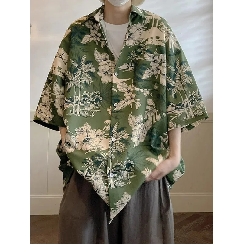 

plus Size 300 Pou ort Sve Casual irt Men's Summer New Sle Vintage Slimming Hawaiian irt Thin Outerwear Coat