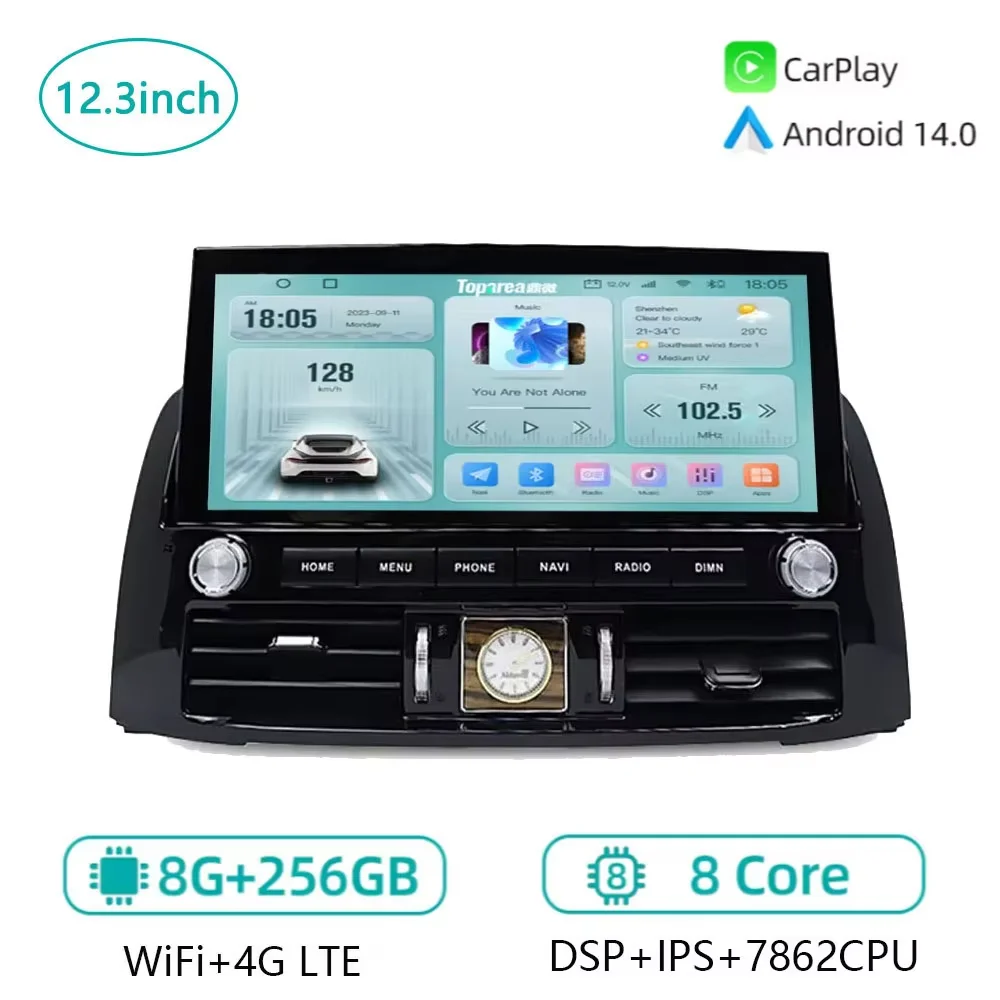 

12.3 "Android 14 GPS Multimedia Player Navigation Wifi Car Audio For Toyota Land Cruiser Prado 2002-2009 GX470