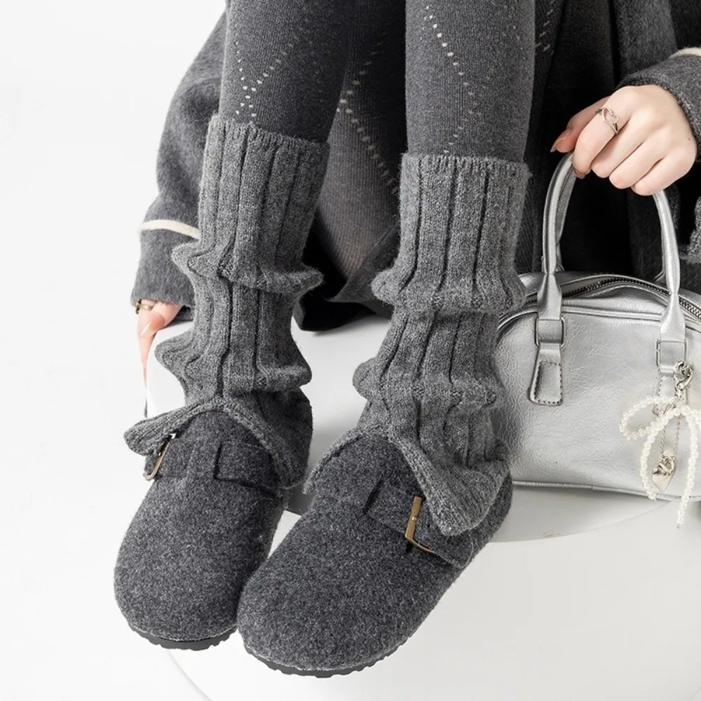 

New Solid Color Leg Warmers Thickened Harajuku Mid-Calf Sock Middle Tube Socks Autumn and Winter