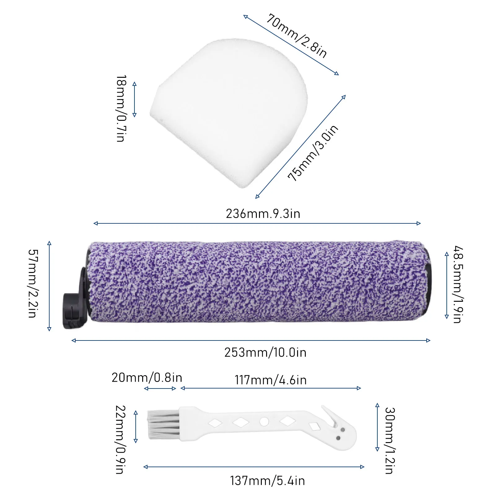 Substituição Escova Filtro De Espuma De Rolo Para Limpador De Vácuo, Peças De Máquinas, WD100, WD101, WD200, WD201, AW201