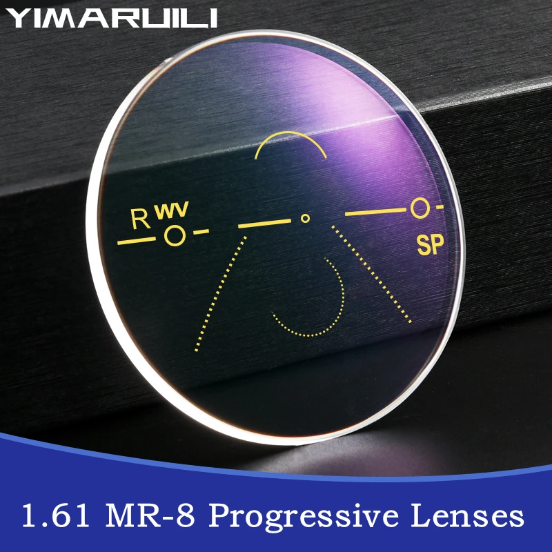 YIMARUILI MR-8 MR-7 Ultra Tough HD Aspherical Anti-Blue Light Photochromic Rimless Glasses Progressive Multifocal Lens 1 Pair