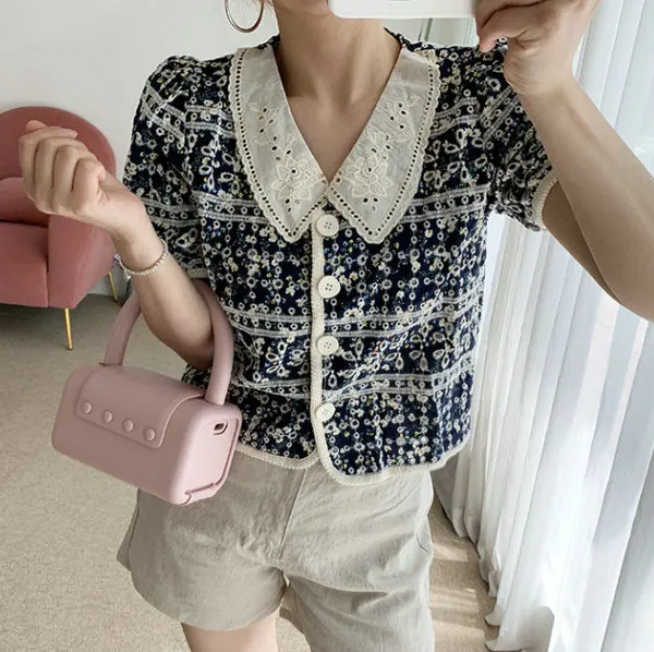 

Женский повседневный топ премиум-класса Solowen с вышивкой, ажурной вязкой, цветным узором, воротником-стойкой и милым дизайном