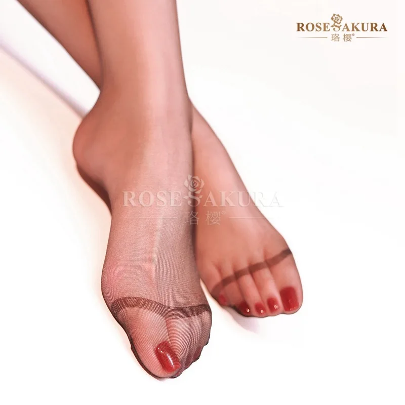 [Rose & Sakura] Silky seamless stockings one-line Closed Crotch ultra-thin tiptoe Jacquard Weave sexy tights  solid color