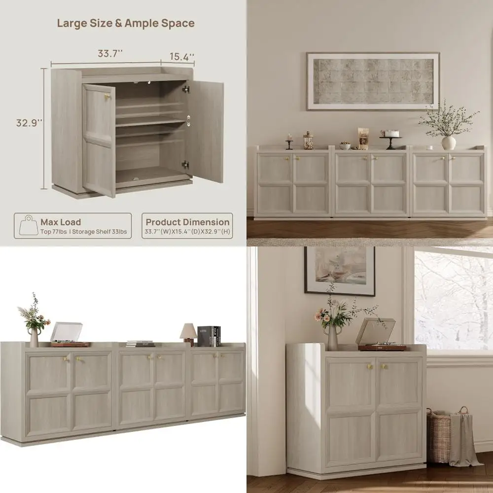 

Buet Cabinet with Storage 101" Sideboard Accent Storage Cabinet or Bedroom Dining Room Living Room Entryway with Do& Shelves ern