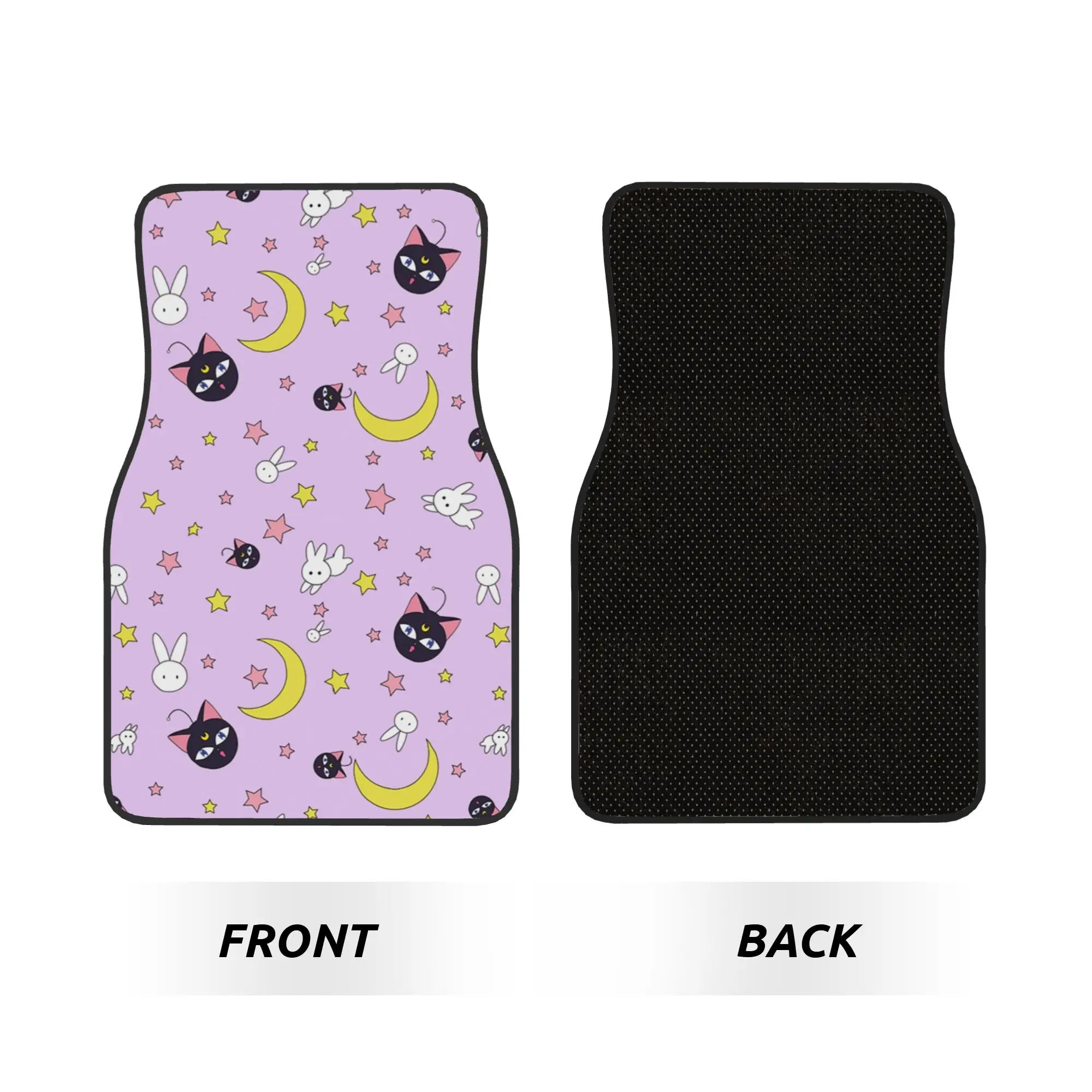 Sailor Japanese Animation Moon Car Floor Mats of 4 Pieces Crystal Velvet Carpets Rugs Universal Car Front Rear Carpets Foot Mats
