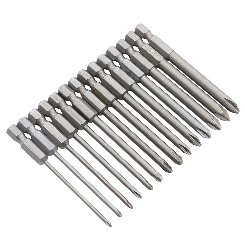 13pcs 75mm screwdriver bit S2 alloy steel Phillips screwdriver bit PH0 PH1 PH2 with magnetic