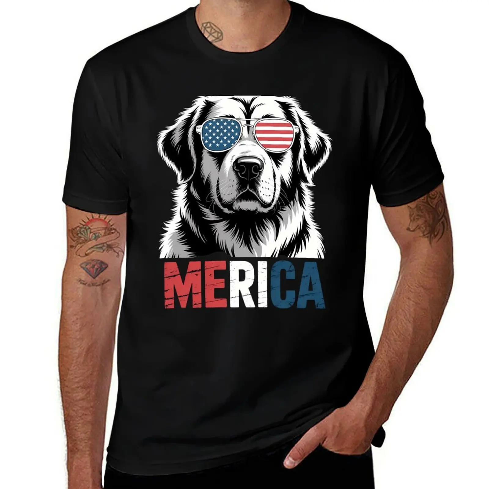

Merica Golden Retriever America Flag 4th Of July Funny T-Shirt Blouse animal prinfor boys plus size clothes mens t shirts